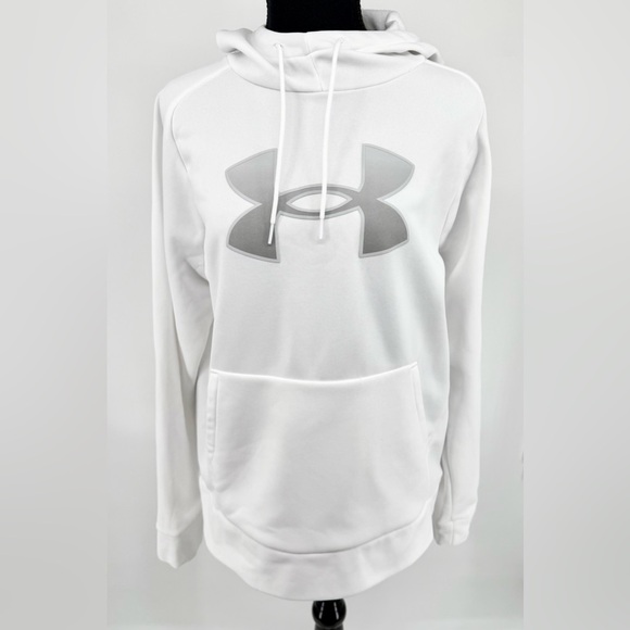 Under Armour Tops - Under Armour White Hoodie with Gray Emblem